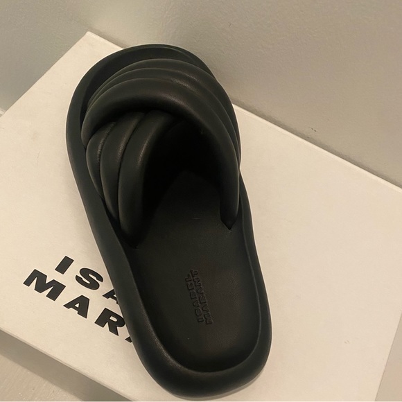 Isabel Marant Black Leather Niloo Puffy Sandal NWT - Picture 6 of 11